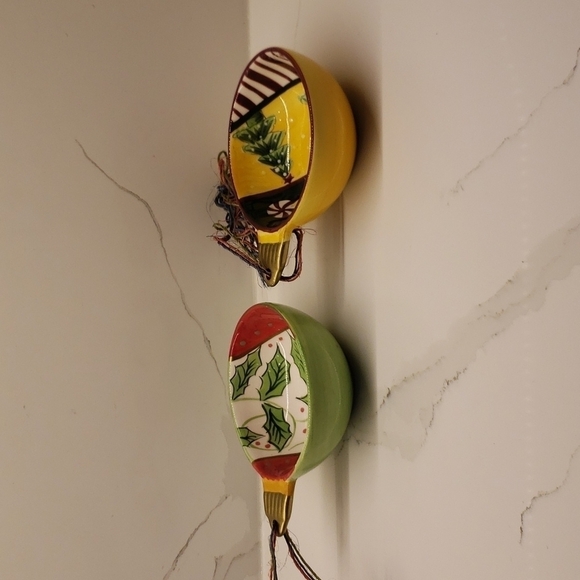 𝅺set of 2 Dulcero De Esfera ceramic Christmas soup cereal bowl ornament bowl - Picture 8 of 12